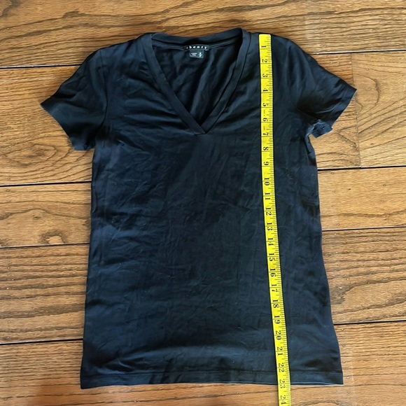 Theory V Neck Black Short Sleeve Stretch Shirt Size SP - Picture 5 of 7